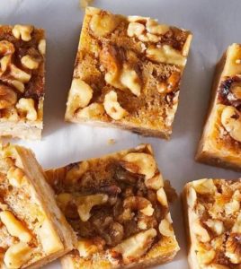 Butternut blondies with maple walnuts