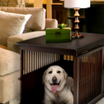 Dog crated in furniture