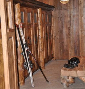 Rustic ski locker room