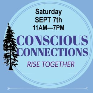 Conscious Connections wellness gathering poster for event at Tahoe Paradise Park Sept 7th, 2019