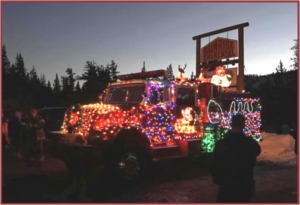 Holiday fire truck at Meyers Tree Lighting