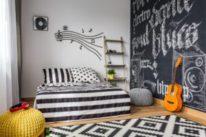 Teenage bedroom black & white